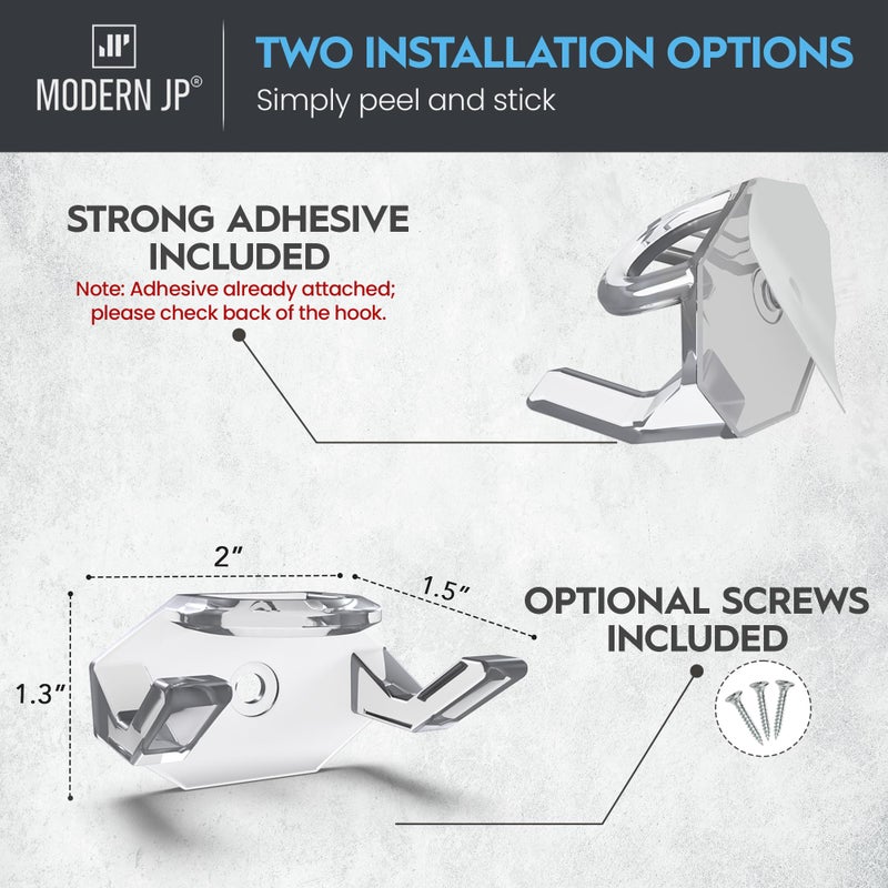 Modern JP Adhesive Hat Hooks for Wall (16-Pack) - Hat Rack for Baseball Caps, Minimalist Hat Display, Strong Hold Hat Hangers for Wall - USA Patented, Clear - Image 3
